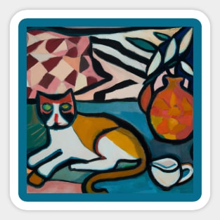 Cat Still Life in Style of Henri Matisse Sticker